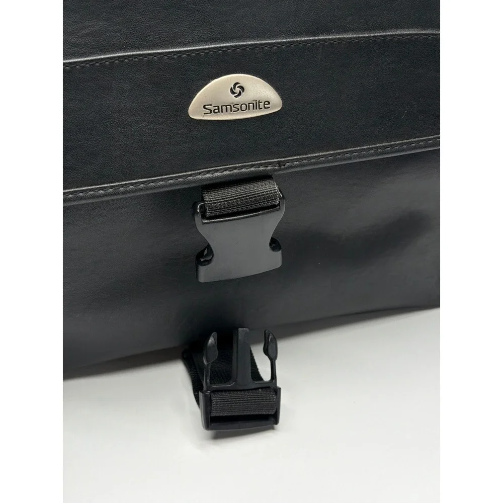 Samsonite‎ Black Faux Leather Laptop Briefcase Business Travel Bag Organizer